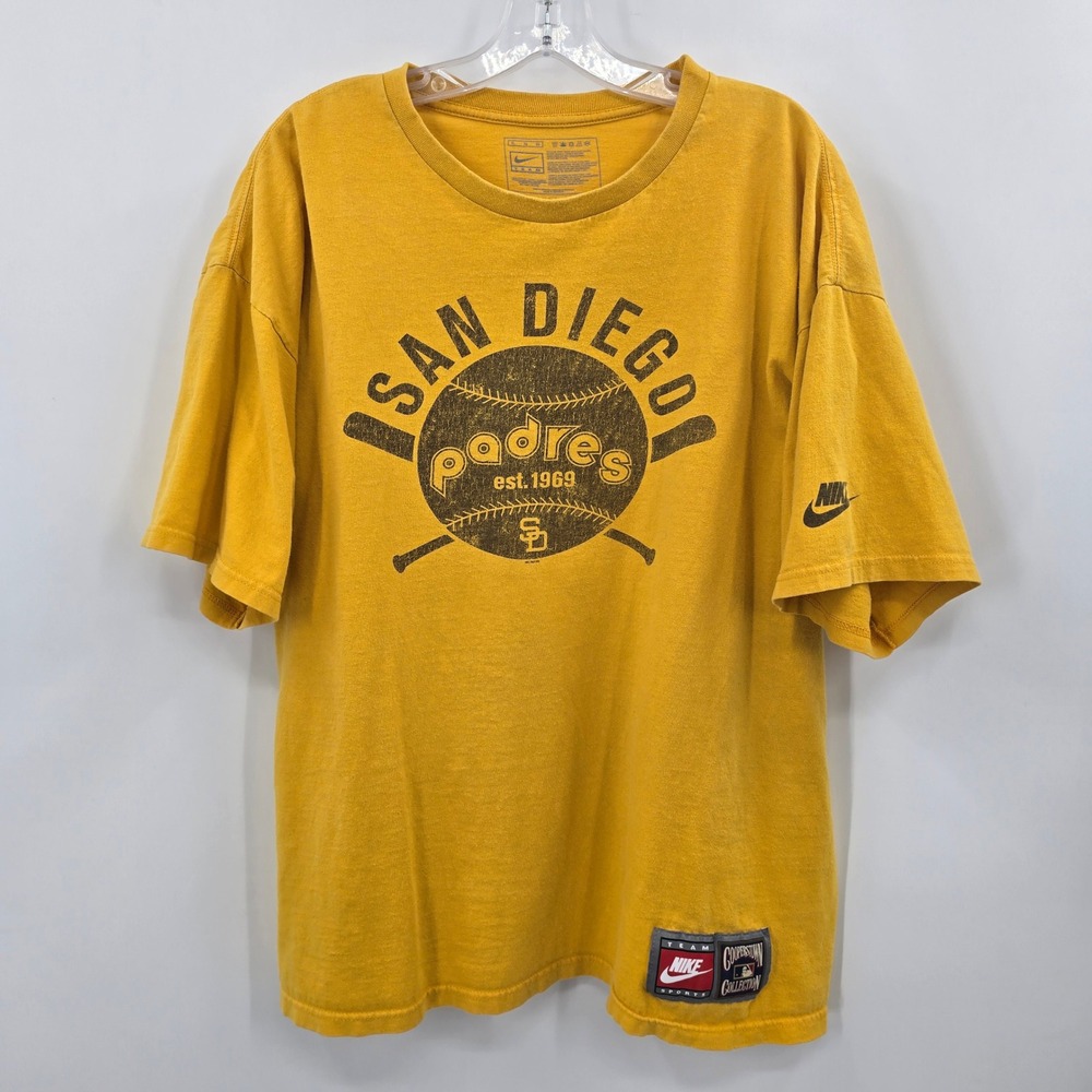 Nike San Diego Padres Cooperstown Collection Gold T-Shirt Mens XL MLB Baseball